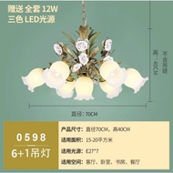 lampu gantung korea nordic besi bunga dan rumput untuk ruang tamu - f6-kepala 6+1