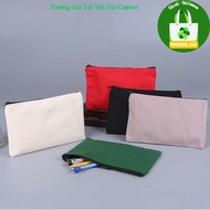 Canvas pencil bag for pens, plain unprinted bag, with zipper, many sizes, many colors
