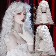 Wig Female Gypsy Rose White Fluffy Wool Curling lolita Long Wig cos Styling Hair