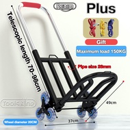 👍Trolley Foldable Hand Truck 6 Wheels Climb Stairs Troli Barang Pasar Malam Troli Heavy Duty Shoppin