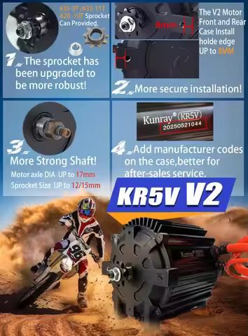 Hot Sale KR5V V2 Kunray 72V 5000W Upgrade Motor for Electric Motorcycle Temperature Brushless Motor 