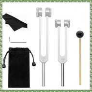 (ORDZ) Tuning Fork Set 128 Hz 256 Hz Aluminium Alloy Healing Tuning Fork with Silicone Hammer