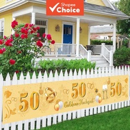 Gold 50th Anniversary Fabric Banner Backdrop – Elegant Wall Decor for Golden Wedding Celebrations