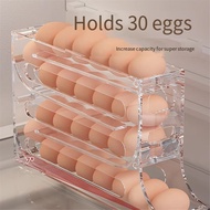 Compact 4 Tiers Egg Holder for Fridge Featuring Auto Rolling, Spacious 30 Eggs Dispenser Storage