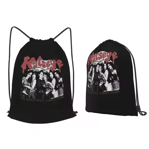 Katseye The Beautiful Chaos M9868 Backpacks Casual Drawstring Bags Sports Bag Book Bags for Man Woma