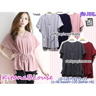 Kitana Blouse Women's Plain Casual Office Top Vneck XXL JUMBO BIG