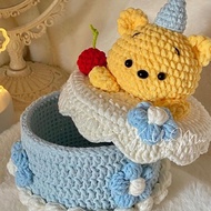 Handmade Wool Crochet Winnie the Pooh Storage Box Knitting diy Material Package Homemade Sundries St