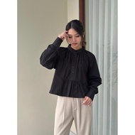 KEMEJA ASOKA Dara Top 1230 - Puff Sleeve Blouse Ruffle Wanita - Top GM Long Sleeve ShirtWanita