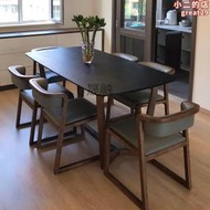 【可刷卡】zdc火燒石餐桌火山石餐桌黑色大理石餐桌椅飯桌家用小戶型簡