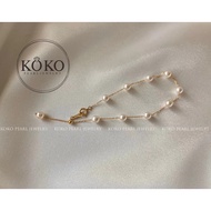4.5mm akoya pearl station bracelet, tincup bracelet, Japanese seawater pearl, 18k gold, gift for her