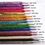 1 Pair Pearlized Colors Double Flat Glitter Shoelace Canvas Sneaker Shoe Laces 12 Colors