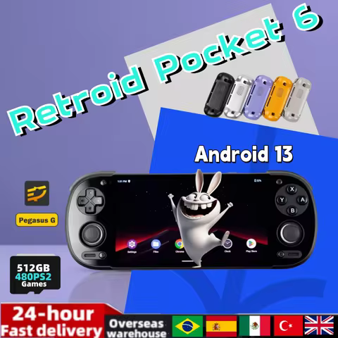Retroid Pocket 6 Handheld Game Console 5.5 Inch 120Hz AMOLED Screen Android 13 6000mAh 8GEN2 Hall-Ef