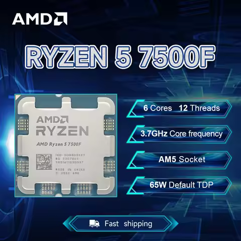 NEW AMD Ryzen 5 7500F 3.7GHz 5NM L3=32M Processor 65W Socket AM5 6-Core 12-Thread R5 7500F DDR5 but 