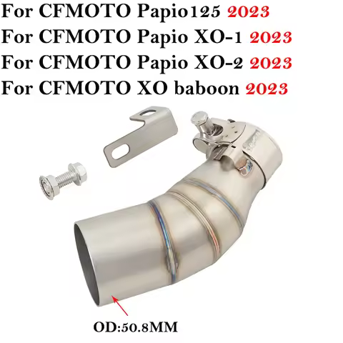 For Cfmoto Papio125 Xo-1 Xo-2 Xo Baboon 2023 Motorcycle Exhaust Systems Modify 51MM Stainless Steel 