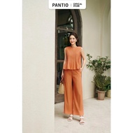 BQG33018 - linen street pants with wide leg and elastic waistband - PANTIO