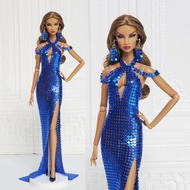 Doll Dress Hand Made Blue Metal Mesh For Barbie Fashion Royalty Silkstone Poppy Parker Nuface D020A