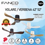 FANCO | VOLARE / VERBENA 42 52 Inch DC MOTOR 3 BLADE WITH 3C LIGHT 6 SPEED REMOTE CONTROL CEILING FAN