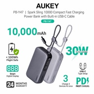 Aukey PB-Y47 Spark Sling 10000mAh 30W Powerbank w Built-in USB-C Cable & Smart Digital Display (24 M