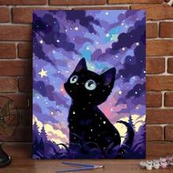 1pc Cute Cat Themed DIY Digital Oil Painting Kit For Adults, Includes Acrylic Paints And Brushes, Un