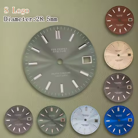 S Logo Dial 28.5mm NH35 Dial Sunburst Dial Fit NH35/NH36/4R/7S Japanese Automatic Movement C3 Green 