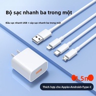 Bộ sạc đa năng 3-in-1 100W tương thích Apple Android USB Type-C