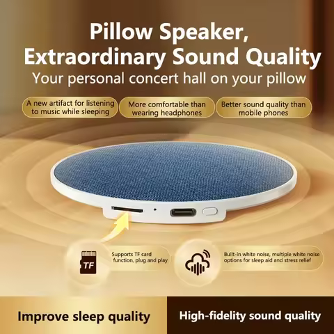 Wireless Pillow Speaker Sleep Aid 360° Surround Sound Bluetooth 5.4 Hifi Stereo Sound Private Audio 