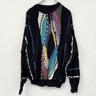 二手 COOGI 風格腈綸針織毛衣，3D 立體針織，全身印花，顏色，黑色