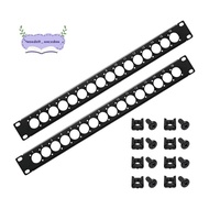 XLR Patch Panel 1U Rack Mount(2-Pack), Punched Metal Audio Rack Mounting Panels 1U16