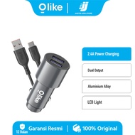 Olike Car Charger Set Dual USB Fast Charging 2.4A Free Cable R1S R1C