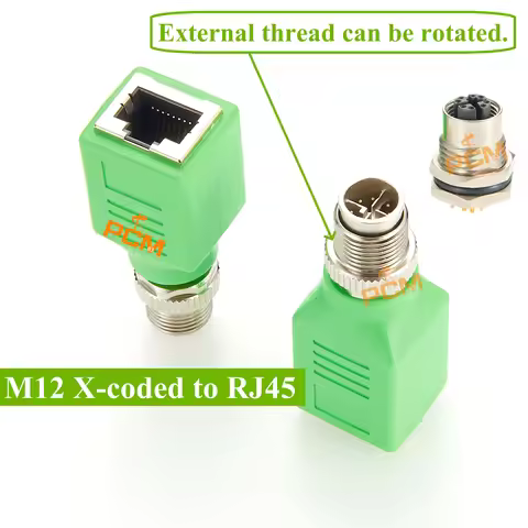M12 to RJ45 Adapter, M12 A D X Coding to RJ45 Ethernet Cable, Industrial LAN Extender M12 8 Pin to R