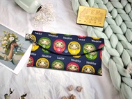 單層紅包袋-日本薄棉布深藍福神達摩不倒翁排排站布紅包袋-存摺袋