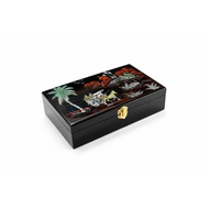 High-quality lacquer jewelry box with sunken screws, size 24x14x6 cm, holds jewelry, makes a meaning