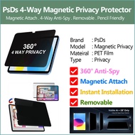 PsDs 4 Way 360° Privacy Anti-Spy Magnetic Removable Screen Protector for iPad 11th iPad 11 inch M3 i