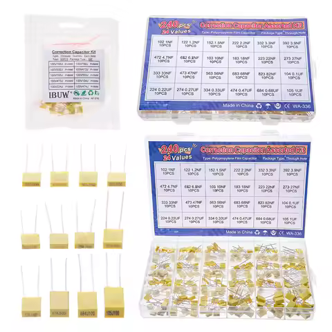 Polypropylene Safety Plastic Film kit 100nf 220nf 10nf 47nf 22nf 1nf 0.47uf 0.1uf 330nf Correction c