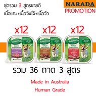 Natures Gift รวม 3 สูตร Lamb + Kangaroo Fillet + Prime Beef in Gravy ถาด 100 กรัม รวม 36 ถาด