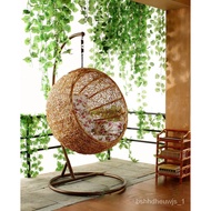 🚢Real Rattan Hanging Chair Bird's Nest Hanging Basket Balcony Recliner Indonesia Rattan Swing Outdoor Rocking Chair Leis