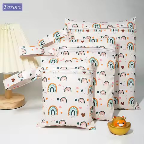 Pororo 3pcs Waterproof Polyester Diaper Bags Sanitary Pad Pouch Portable Wet Bags for Yoga Sports Sw