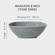 PRUMU Melamine Stone Mangkok Kotak 8 inch - Mangkok Besar - Mangkok Persegi - Mangkok Segi Empat - M