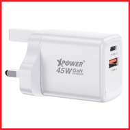 XPOWER - (白色) GW45 GAN 45W PD 3.0/QC 插牆充電器(原裝行貨 香港保養)