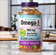 [พร้อมส่ง] webber naturals Fish Oil OMEGA-3 Fish Oil 900mg 200 Softgels Exp2027