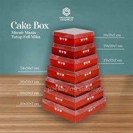 MERAH Sweet Red Box with Full Mica Lid Size 26X26X7.5/Cake Box Size 26X26X7.5 Mica/Cake Box Size. 26