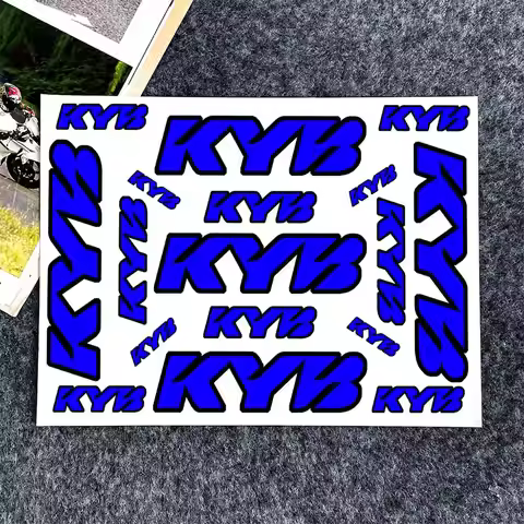 1set KYB Blue Letter Vinyl Stickers, Waterproof Decals for Motorcycle Body, Helmet & Car Decor
