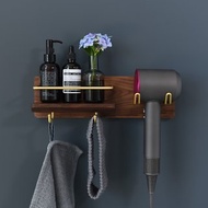 浴室置物架 吹風機美妝品毛巾 多功能收納 黑胡桃木+黃銅美物
