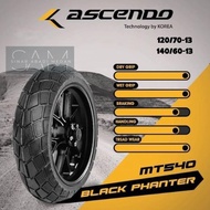 Ascendo Tubeless Motorcycle Tire Black Panther Mt 540 Tubeless/ Ring 13 Sizes 120/70-13 and 140/60-1