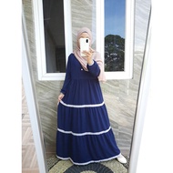 KV.GROSIR Gamis Ayna Wolfis Susun Kombinasi/ Gamis Wanita Wolfis Kancing Susun/ Dress Wanita Remaja