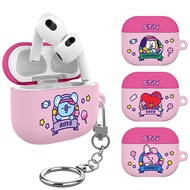 For AIRPODS 3◀BTS BT21 Official  Slim Case Cover For Airpods 3 with Keychain PINK CADNY