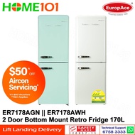 Europace 2 Door Bottom Mount Retro Fridge 170L ER7178A [ER7178AGN / ER7178AWH]