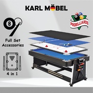 [FREE Shipping &amp; Installation] Pool Table 8ft 7ft 4 in1 Meja Pool billiard American Snooker set meja pingpong air hockey
