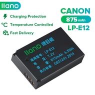 LLANO แบตเตอรี่กล้อง Cannon LP-E12 Camera Battery 875mAh for EOS M M2 M10 SX70 100D M200 M100 M50 M50 MarkII แบตเตอรี่กล้องดิจิตอล Cannon SLR Digital Camera Battery