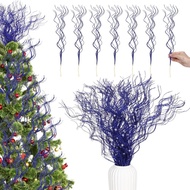 Blue 17 Inch Christmas Glitter Curly Ting Ting Branches Sticks Stems Decorative Vase Filler Branches